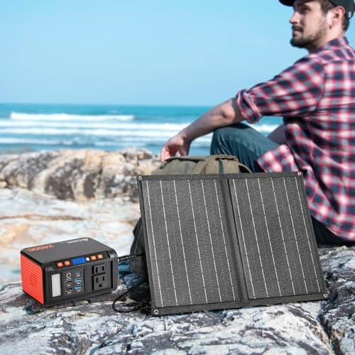 Takki 120W Peak Solar Generator Portable Power Station with 21W Panels, 88Wh Solar Charger Power Bank AC DC USB Ports for Camping Tent Laptop Outdoor Emergency 2