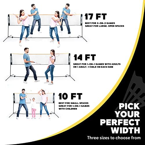 BOULDER Portable Badminton Pickleball Net - Foldable / Extendable Poles for Multiple Sports Heights (UP to 5 ft) - Ideal for Tennis, Pickleball, Soccer Tennis - Easy Setup (Black, 17 FT) 4
