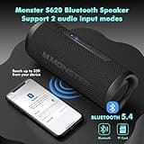 Monster Bluetooth Speaker, Wireless Portable Outdoor Bluetooth Speakers, 60W True Wireless Stereo IPX8 Waterproof, Dual PairingBluetooth 5.4 Built-in Mic, Black 2