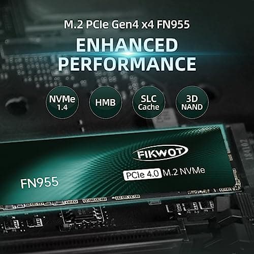 Fikwot FN955 2TB NVMe SSD M.2 2280 PCIe Gen4x4, Up to 7300MB/s, 3D NAND TLC Flash Internal Solid State Drive, Configure SLC Cache, Storage and Memory Expansion for PS5 Laptop Desktop 5