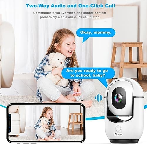 Cloarks 2K Pan/Tilt Security Camera, WiFi Indoor Camera for Home Security with AI Motion Detection, Baby/Pet Camera with Phone App, Color Night Vision, 2-Way Audio, 24/7, Siren, TF/Cloud Storage 4
