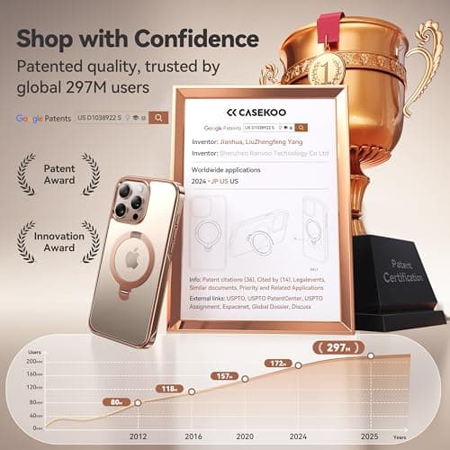 CASEKOO for iPhone 16 Pro Max Case Desert Titanium 360 Spin Magnetic Stand [Compatible with Magsafe][16FT Military Protection] Slim Polished for iPhone 16 ProMax Case with Stand, Rose Gold 4