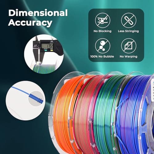AMOLEN Silk PLA 3D Printer Filament Bundle, Shiny Dual Color Filament 1.75mm Pack, Multi Color Change 3D Printing Filament for Most FDM 3D Printer, 4 Spools 200g Each 4