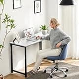 Sweetcrispy Computer Desk, Small Office 32 Inch Writing Work Study Kids Student Teacher Home Bedroom Table with Metal Frame Wood Tabletop - White 5