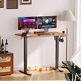 Claiks Electric Standing Desk, Adjustable Height Stand up Desk, 24x48 Inches Sit Stand Home Office Desk with Splice Board, Black Frame/Rustic Brown Top 2