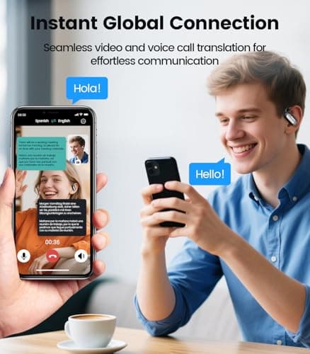 AI Translation Earbuds Real Time 164 Languages Translator Ear Buds Audifonos Traductores Inglés Español 4-in-1 Wireless Headphones Bluetooth Earphones for Travel Business Meeting Learning Black 2