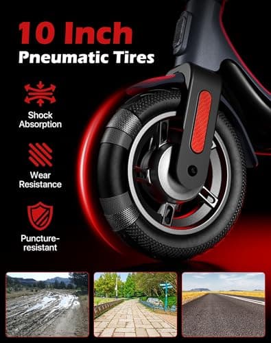 Electric Scooter with 10in Pneumatic Tires, 10.2Ah Battery, 19 Miles, 350W Motor, 15.5MPH, 265lbs Max Load, APP Control, Cruise Control, Foldable E Scooter for Adults and Teens, UL2272 2