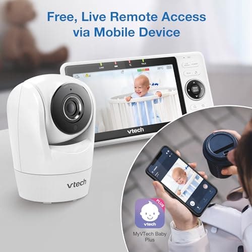 VTech Upgraded Smart WiFi Baby Monitor, 1080p FHD Camera and 5" HD IPS Display, Free App with Motion Video, Sound/Motion Detection and Notifications, Fully Remote Pan-Tilt-Zoom: VM901 3
