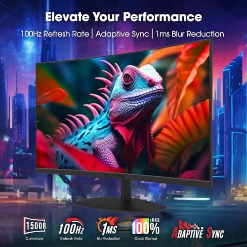 Sceptre New Curved 27-inch Gaming Monitor 1500R 100Hz HDMI X2 DisplayPort 1ms 100% sRGB, Build-in Speakers Machine Black 2025 (C275W-FW100T Series) 2