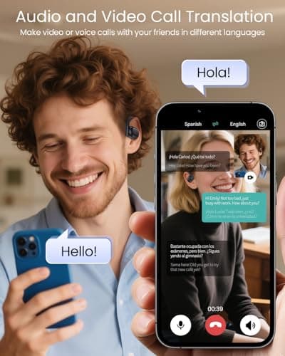 AI Translation Earbuds Real Time 164 Languages 80H Playtime Translator Ear Buds Audifonos Traductores Inglés Español Wireless Earphones Bluetooth Headphones for Travel Business Meeting Learning Black 4