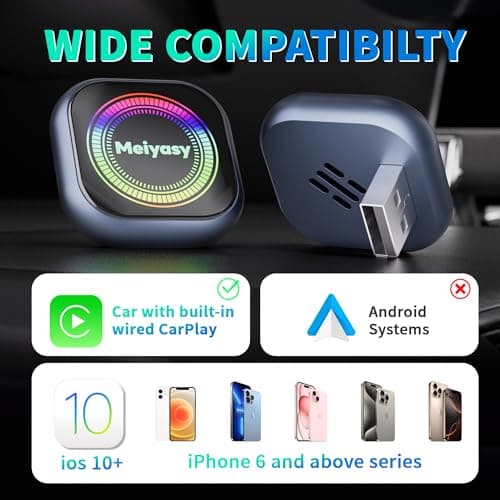 Wireless CarPlay Adapter for iPhone ＆ Android, Compact Mini Metal Shell Design Small Size, (New Update) Plug and Play, Fast and Stable Connection CarPlay Adapter for Apple iOS ＆Android(Navy Blue) 2