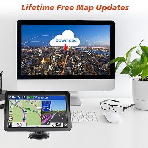 GPS Navigator for Car Truck Navigator - Navigation System 9 Inch Touchscreen, 2025 US/CA/MX Offline Maps Lifetime Free Update, Voice Guidance, Speed Cam Warning, Vehicle RV GPS para carros Trucker 4