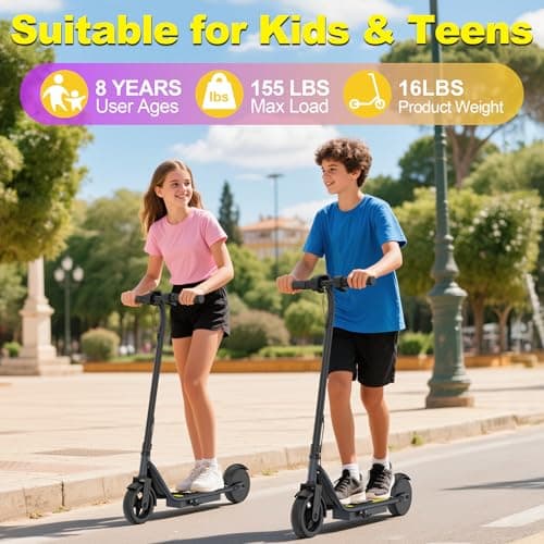 VOLPAM Electric Scooter, 350W/500W Powerful Motor, 8.5"/10" Solid Tires, 19/22Mph, 28/23/21/16 Miles Max Range, Dual Braking 5