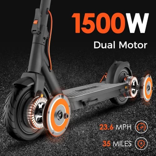 Inmotion Climber 750W Dual Motor Electric Scooter - 36% Hill Climb, 23.7mph Speed, 35 Mile Range, 10" Pneumatic Tires, Dual E-Brakes Rear Disc, 287LBS Load - for Mountain & Hilly Terrains 2