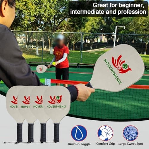 Hoverphenix Pickleball Set with Net for Driveway, Portable Regulation Size Pickleball Net System with Paddle Set of 4, Outdoor Pickleballs, Carry Bag, Weather Resistant Metal Frame 5
