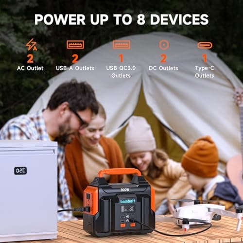 Portable Power Station 300W 257wh Lithium Battery Bailibatt Small Portable Generator for Home Use Camping Travel Emergency Hunting Outdoor, Large Power Bank with AC Outlet for Laptop 2