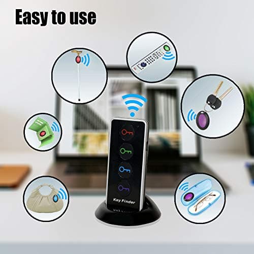 Key Finder with 100dB Loud Sound & 4 Receivers - Remote Finder Locator for Keys, Wallet, TV Remote, Pets, 131ft Range, No Phone or App Needed, Waterproof Anti-Loss Tracking Device 4