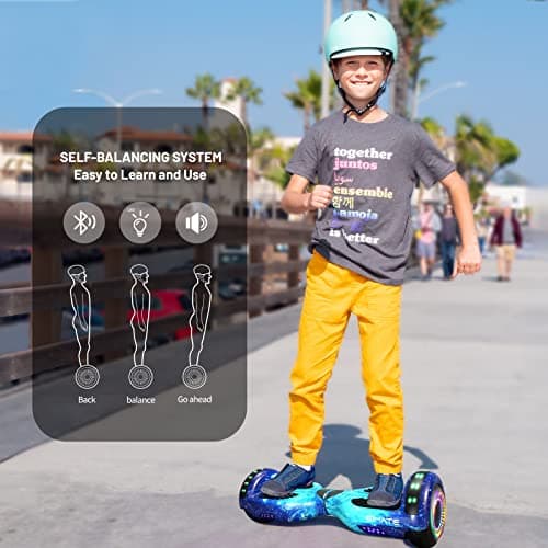SIMATE Hoverboard, Bluetooth All Terrain Hover Boards with LED Lights and APP Control, Gifts for Kids Adults Girls Boys, for All Ages 4