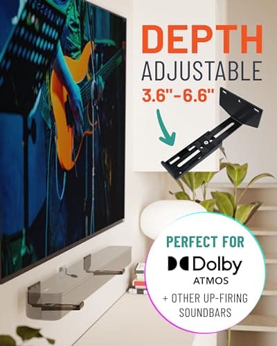 ECHOGEAR Soundbar Wall Mount Bracket - Works with All Soundbars Including Samsung, Vizio, LG, & More - Depth Adjustable for Dolby Atmos Soundbars 4