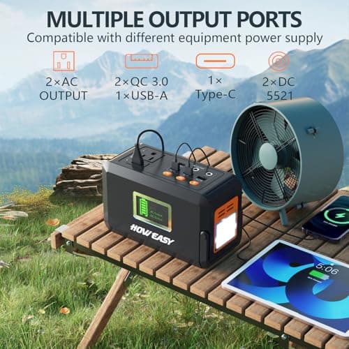 HOWEASY Portable Power Station,120W(240W Peak) Solar Generator,88Wh Lithium Battery Power with 110V AC Outlet/DC/USB/LED Light for Outdoor Camping Trip Hunting Emergency(Solar Panel Optional) 3