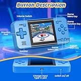 Voichic 32 Bit Handheld Game Console for Kids Adults, Preloaded 135 Retro Video Games, 3.0" Color Display Rechargeable Portable Gaming Player, Mini Electronic Travel Toy Gift for Boys Girls(Blue) 5