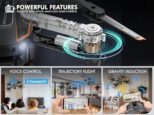 AVIALOGIC Mini Drone with Camera for Kids, Remote Control Helicopter Toys Gifts for Boys Girls, FPV RC Quadcopter with 1080P HD Live Video Camera, Altitude Hold, Gravity Control, 2 Batteries, Black 3