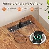 Huuger 63 Inch L Shaped Desk with Power Outlets and USB-C Port, 0.95 Inch Thicker Desktop, Reversible Computer Desk, Larger Office Corner Gaming Desk, Metal Frame, for Home Office, Study, Rustic Brown 4