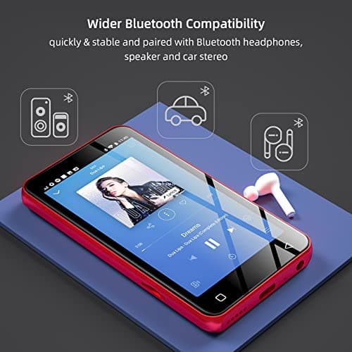 MP3 Player with Bluetooth and WiFi,MP3 Player with Spotify,Spotify Kids,Audible,Pandora,Amazon Music,4" Music Player MP4 Up to 1TB(80GB,Red_Black) 5
