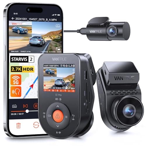Vantrue S1 Pro AI Dash Cam Front and Rear, Dual 1440P Dash Camera w/2.7K, STARVIS 2, HDR Night Vision, 5G WiFi, 60FPS, GPS, Voice Control,24/7 Parking Mode, Support 512GB Max
