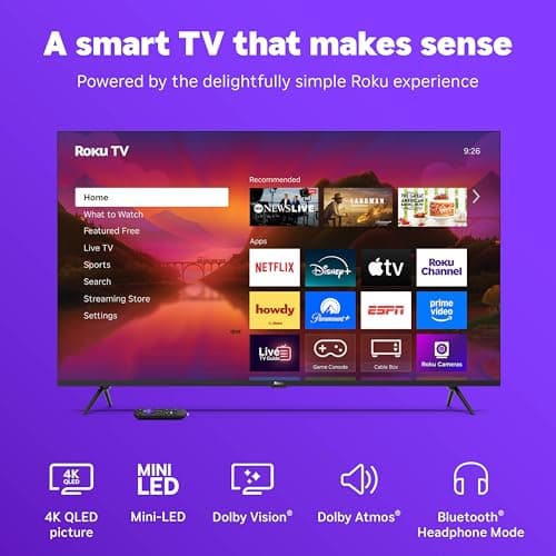 Roku Smart TV 2025 – 55-Inch Plus Series, Mini-LED TV – RokuTV with Enhanced Voice Remote – Flat Screen 4K QLED Television with Dolby Vision & Wi-Fi for Streaming Live Local News, Sports 3