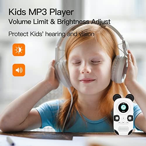 RUIZU 64GB MP3 Player for Kids, Cute Panda Portable Music Player MP3, Child MP3 Player with Bluetooth 5.3, Speaker, FM Radio, Voice Recorder, Alarm Clock, Stopwatch, Pedometer, Support up to 128GB 2