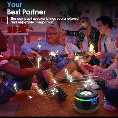 dotn Bluetooth Shower Speaker, Portable Bluetooth 5.3 Speakers Wireless, IP7 Waterproof Mini Speaker with RGB Lights, Suction Cup, Stereo Bass, for Bathroom Party Travel Outdoor, Gift 5