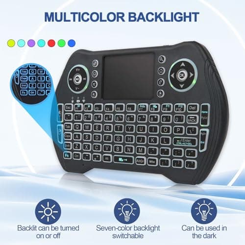 EASYTONE Backlit Mini Wireless Keyboard with Touchpad Mouse Combo Remote Control with Rechargeable Li-ion Battery and Multimedia Keys for Android TV Box HTPC PS3 Smart TV PC X-Box Linux Windows MacOS 3