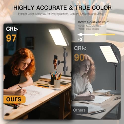 2-Pack LED Video Light Kit, NiceVeedi Studio Light, 2800-6500K Dimmable Photography Lighting Kit with Tripod Stand&Phone Holder, 73" Stream Light for Video Recording, Game Streaming, YouTube 4