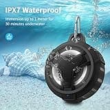 EBODA Bluetooth Shower Speaker, Portable Bluetooth Speakers, IP67 Waterproof Wireless Speaker with LED Light, Floating, 2000mAh, True Wireless Stereo for Kayak, Beach, Gifts for unisex -Black 2