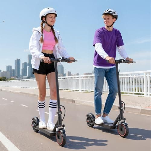 Electric Scooter Adults, Foldable 8.5" Solid Tires E Scooter with Dual Suspension, 16 Mph, 350W Motor, Kick Scooters Max 16 Miles Long Range for Commuting, Electric Scooter for Adults, APP Control 5