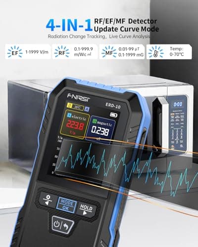 FNIRSI ERD-10 EMF Detector, Curve Display EMF Radiation Meter, Rechargeable EMF Reader Electromagnetic Field Radio Frequency Detector for Home, Office, Ghost Hunting 2