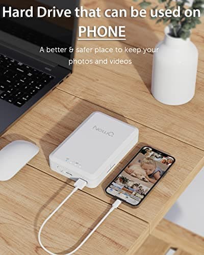 NEWQ 1TB External Hard Drive for iPhone, iPad, MacBook - USB 3.0, 2.0, 2.0 3.0 - Compatible with iOS & Android, Store Photos, Videos, Music, Documents 2