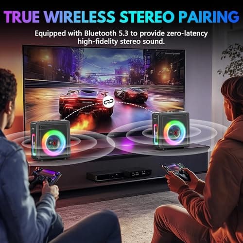 Karaoke Machine, Portable Bluetooth 5.3 Speaker with 2 Wireless Microphones for Adults, PA System with Pitch Correction & Echo Adjustment, Supports TWS/TF Card/USB/AUX/Live for Home Party 3