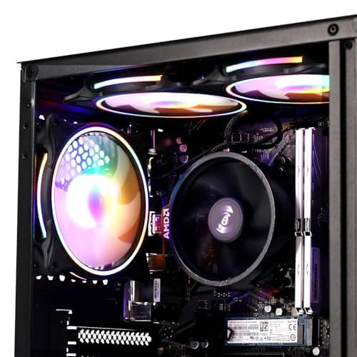 MXZ Desktop Gaming Computer Home&Office PC R5 5600GT,16GB DDR4 3200, 1 T NVME SSD，6 RGB Fans, Win 11 Pro 64-bit Ready 2