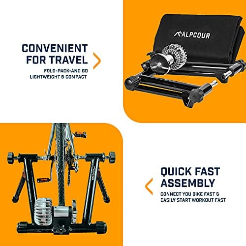 Alpcour Fluid Bike Trainer Stand for Indoor Riding – Portable Foldable Stainless Steel Trainer, Noise Reduction, Progressive Resistance, Dual-Lock System – Road & Mountain Bikes' Stationary Exercise 5