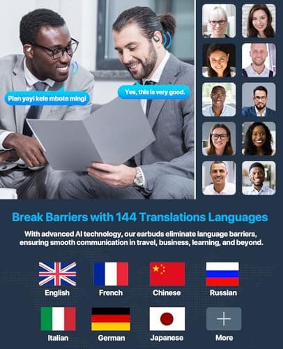 ZYDIIE AI Translation Earbuds Real Time, 144 Language Translator Earbuds OWS 3-in-1 Translation Headphones, Translation Device for Travel Business Learning Compatible with iOS and Android（Black） 3