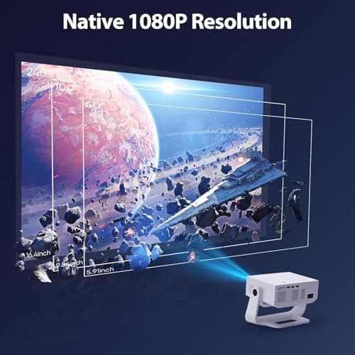 Projector with WiFi and Bluetooth, 1000+ Apps Installed, Electronic Focus & Auto Keystone, Zoom, Native 1080P 650 ANSI 20000Lumen 4K Support Portable Mini Video Projector Outdoor Indoor 5