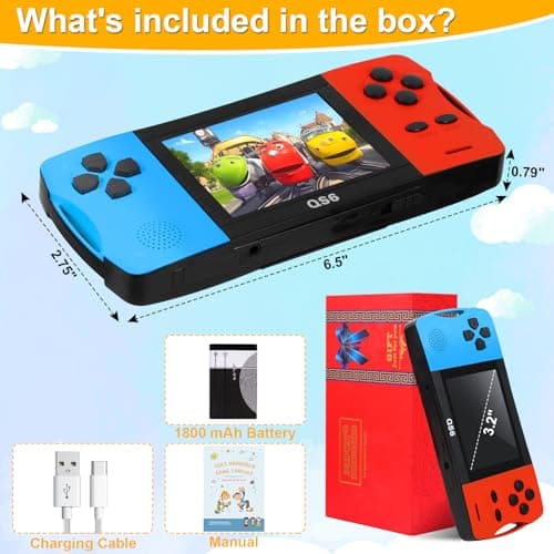 Handheld Games for Kids with Built-in 100+ Classic Retro Games, 3.2" IPS Screen Portable & Rechargeable Arcade Gaming Player,Travel Toys Birthday Gift for Boys Girls 2