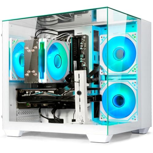 WIWB Gaming PC Desktop Computer - Ryzen 5 5600, Radeon RX 6500XT 4GB, 16GB DDR4 RAM, 1TB NVME SSD, Prebuilt Tower Computer (White)