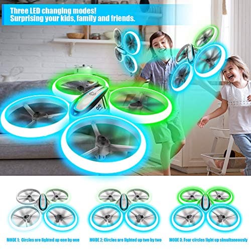 Q9s Drones for Kids,RC Drone with Altitude Hold and Headless Mode,Quadcopter with Blue&Green Light,Propeller Full Protect,2 Batteries and Remote Control,Easy to fly Kids Gifts Toys for Boys and Girls 2
