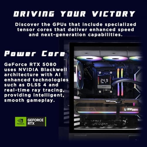 ZOTAC MEK AI-Enhanced Gaming PC Desktop Computer - NVIDIA GeForce RTX 5080, AMD Ryzen 7 9800X3D 5.2GHz, 32GB DDR5 RGB, 2TB NVME M.2 SSD, 1000W 80+ Gold PSU, WiFi 6, Windows 11 PRO 5