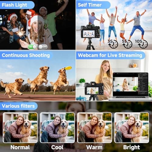 Digital Camera,UHD 75MP 5K Digital Cameras for Photography with WiFi,64GB SD Card Vlogging Travel Camera for YouTube,Featuring 3" 180°Flip Screen,Suitable for Beginners and Teens,Black 3