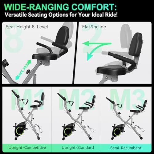 Foldable Exercise Bike Stationary Bikes for Home, 5 IN 1 Indoor Workout Bike, with 16-Level Quiet Magnetic Resistance, 6.6 LBS Flywheel and 300LBS Capacity, 2025 Designed 817 X-bike 3