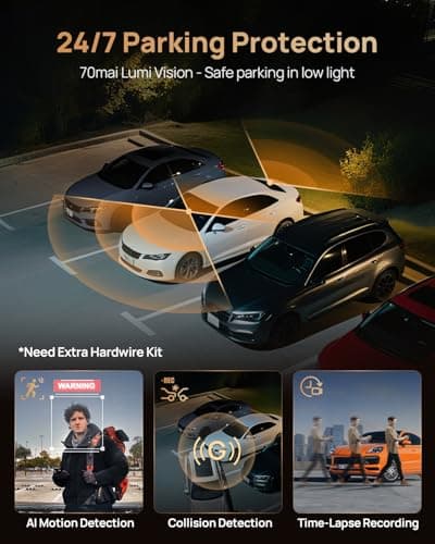 70mai 4K T800 3 Channel Dash Cam, Dash Cam Front and Rear Inside(2160P+2160P+1080P), STARVIS 2 IMX678, HDR Night Vision, Dash Camera for Cars with 512GB Card, WiFi 6, 4G LTE, ADAS, 24H Parking Mode 5